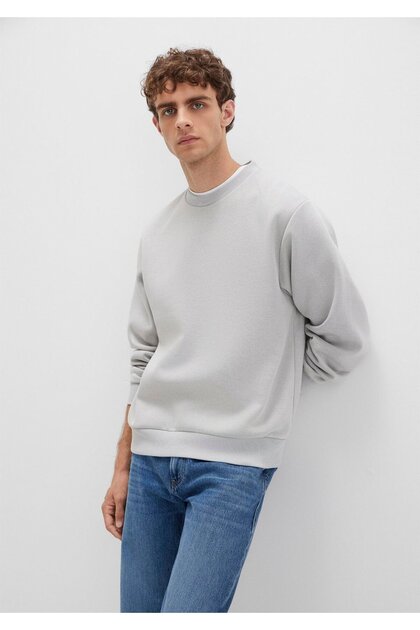Hanorac de bază gri cu decolteu crewneck 0S10276-81582