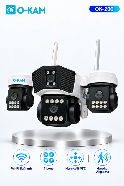 Okam Wifi, 3 Lens, Akıllı Kamera, Yapay Zeka, İnsan Algılama, Uzak İzleme