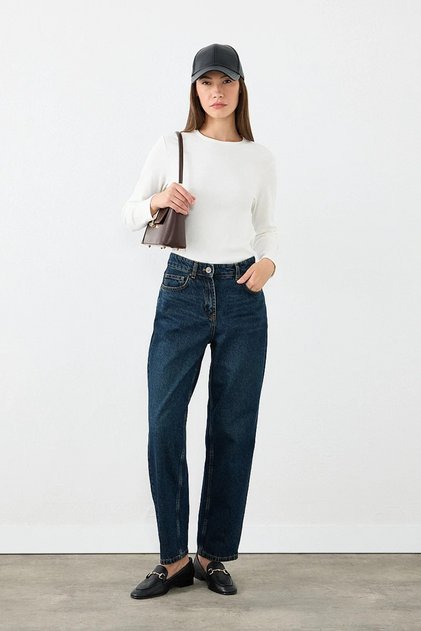 Balon Fit Denim Trousers - Navy Blue