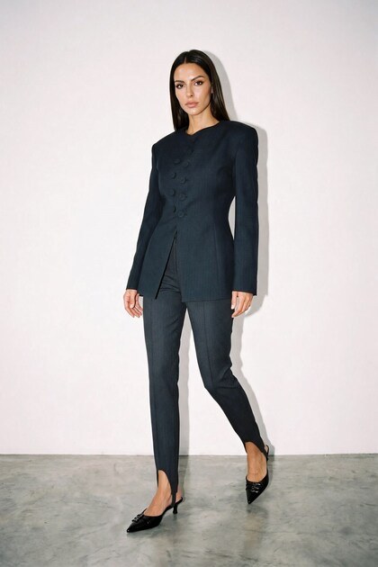 Anthracite Ankle Detailed Skinny Leg Trousers