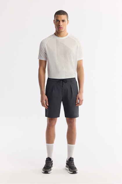 Men's Anthracite Elastic Waist Ribbed Bi-Stretch Relaxed Fit Shorts A51Y3652