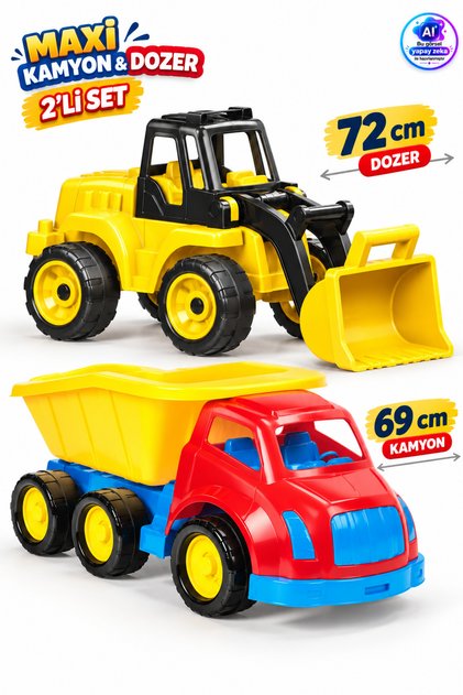 Full Maxi Truck and Large Bucket Dozer Set of 2