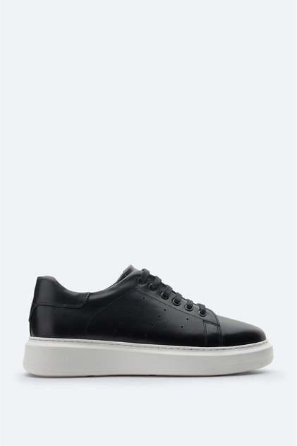 Men's Black 100% Leather Flexible Sole Casual Shoes B008000