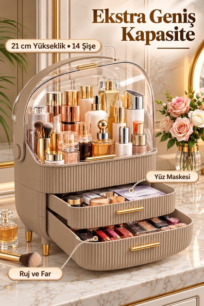 House By House Makeup Organizer with Drawers Cappuccino