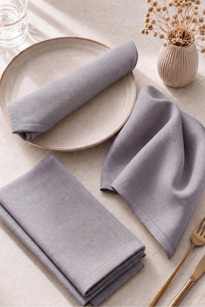American Service, 6-Piece Special Stitched Fabric Napkin Gray