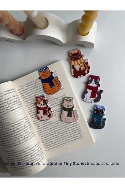 Magnetic Bookmark - Fall Cat Theme - 3/6 Pieces - tinystoriestr - Magnetic Bookmark Page Marker
