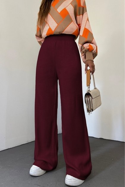 Pantaloni casual din tricotaj - visiniu