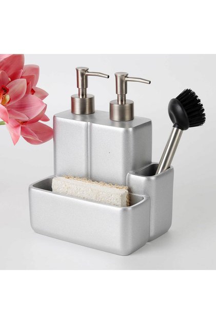 Iris Two-Fluid Sponge Holder Silver