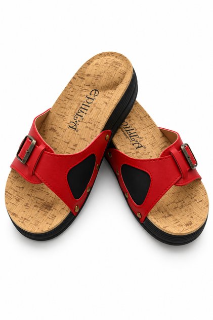 Women's Red Full Orthopedic Daily Epin Heel Spur Slippers