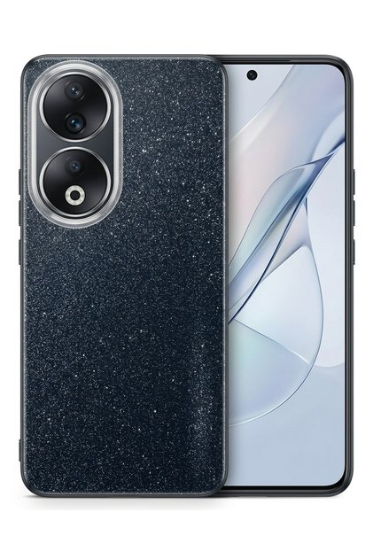 Honor 90 ile Uyumlu Kamera Korumalı Darbe Önleyici Simli Işıltılı Silikon Kılıf