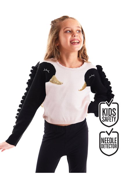 Swan Girl's Sequin Embroidered Knitwear Sweater