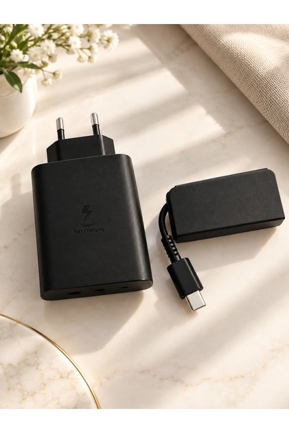 Incarcator USB-C Fast-Charge PD, 3 Porturi USB-C și USB-A, Adaptor Priză Negru pentru Telefon și Dispozitive Compatibile