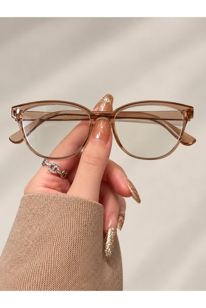 Nila 51 Ekartman Beige Cat Eye Bone Transparent Women Men Unisex Blue Light Protection Screen Glasses Eyewear