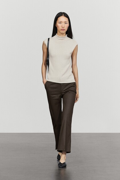 Kaplamalı çan kesim crop pantolon