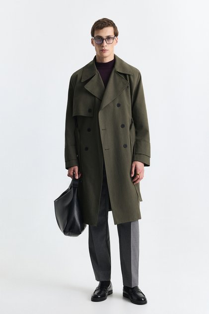Khaki Relax Fit Men's Trench Coat