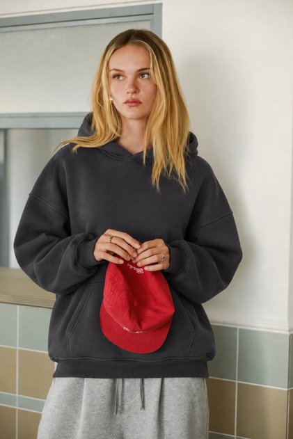 Unisex Oversize Sweatshirt Hoodie Basic Smoked Melange – Hooded, Kangaroo Pocket, 3 Thread Ribbed