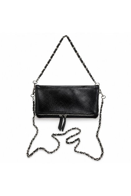 Kadın Katlanabilir Kanat Detaylı 3 Kullanımlı Omuz Çantası Çift Askılı (50 cm & 100 cm) Çapraz Çanta Portföy Çanta Çok Bölmeli Günlük Abiye Siyah 24x15 cm