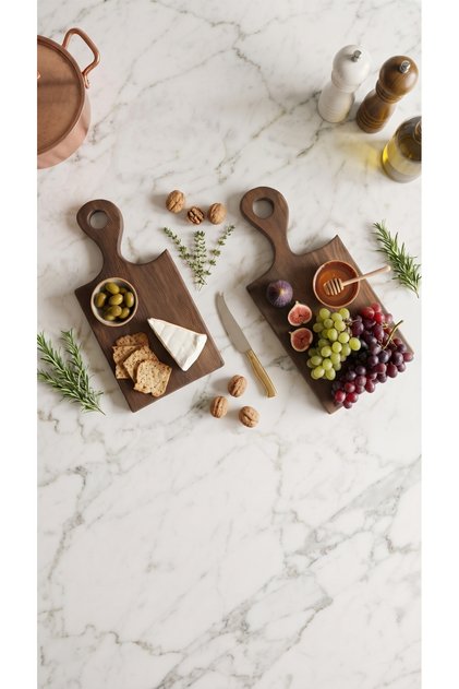 Natural Wooden Set of 2 Cutting and Presentation Chopping Boards, Serving Plate, 100% Pine Wood