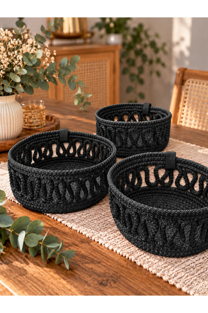 Jute Wicker 3-Piece Bathroom Basket Set Natural Wicker Organizer, Towel Storage Basket Decorative Bathroom