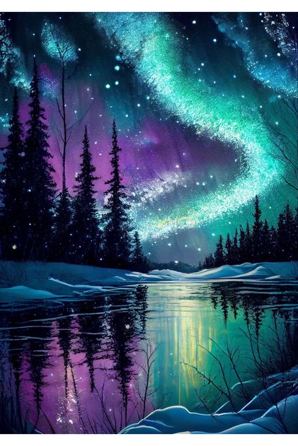 40x50cm KEP-16U 5d Diamond Art Painting Aurora Landscape Mosaic Embroidery Cross Stitch Set Full Rou