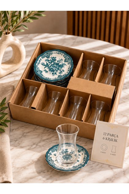 Vintage 12-Piece Green Tea Set for 6 People