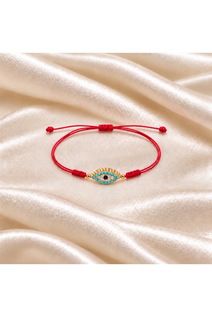 Blue Evil Eye Beaded Bracelet with Red String