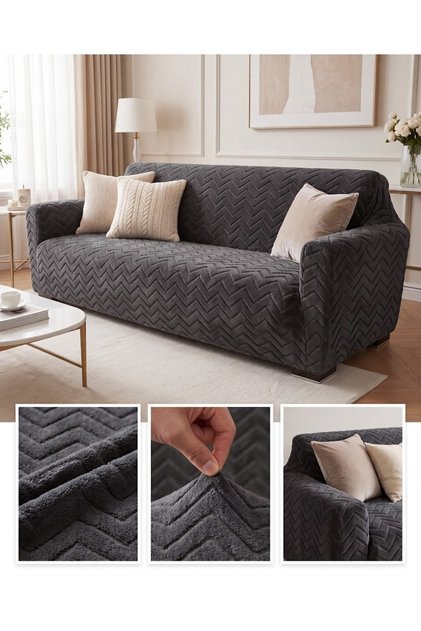 Welsoft Fabric Sofa Cover Seat Cover Stretchy Washable 3 Seater One Piece Sofa Cover Soft Animal Friendly