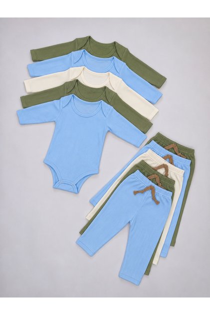 5-Piece Set for Boys: Cotton-Blend Baby Basic Body Bodysuit Set