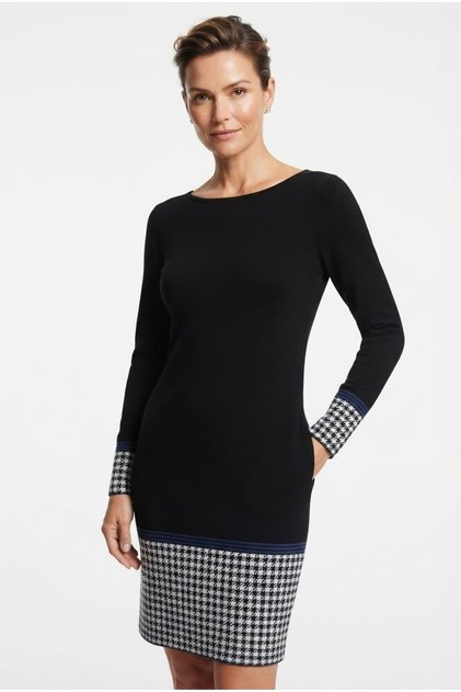 Women's Patterned Knit Long-Sleeve Dress