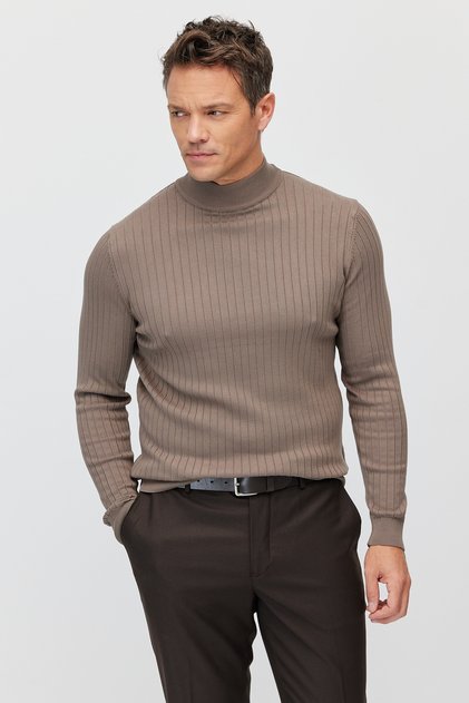Men's Ribbed Half Turtleneck Knitwear Sweater