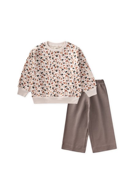Patterned Sweatshirt Set, Ages 2–8, Beige