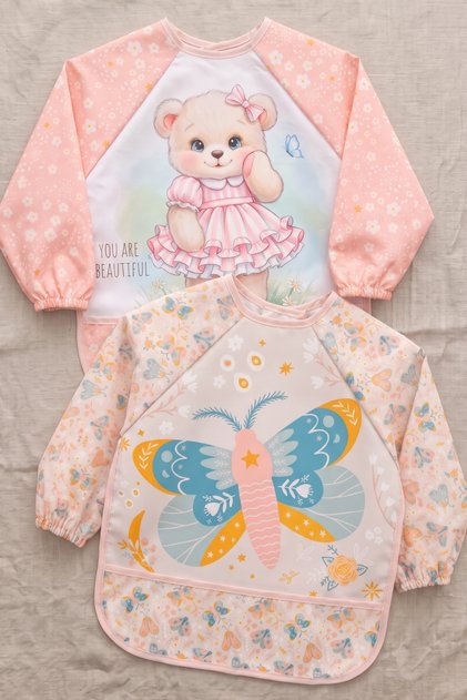 2-Piece Mix-and-Match Girls' Set (Waterproof) Activity and Feeding Bib, 6–24 Months
