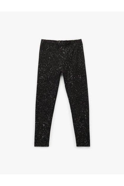 Leggings din bumbac cu detaliu cu sclipici