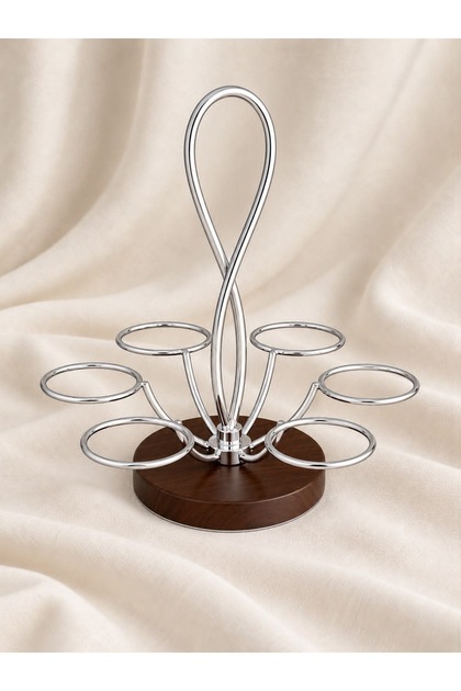 Steel Coffee Cup Holders with Wooden Base