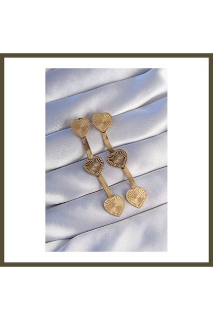 316L Stainless Steel Gold-Colored Long Italian Chain Earrings with Chain Detail BX