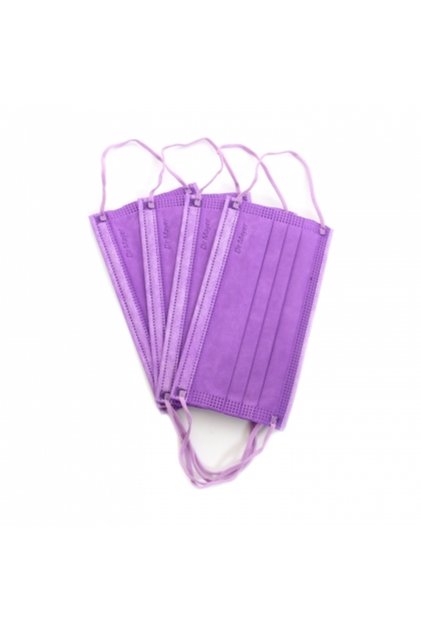 Mască medicală de unică folosință, 4 straturi, set 50 buc - Mov