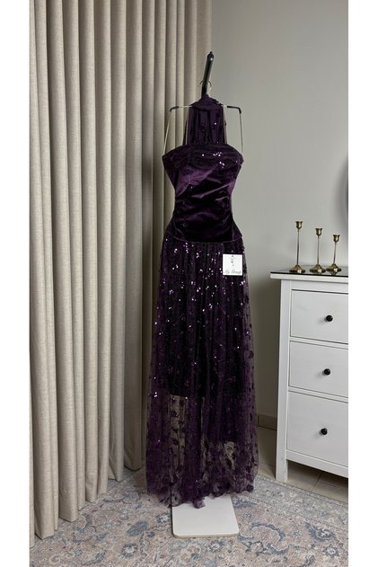 Velvet Evening Dress with Shawl
