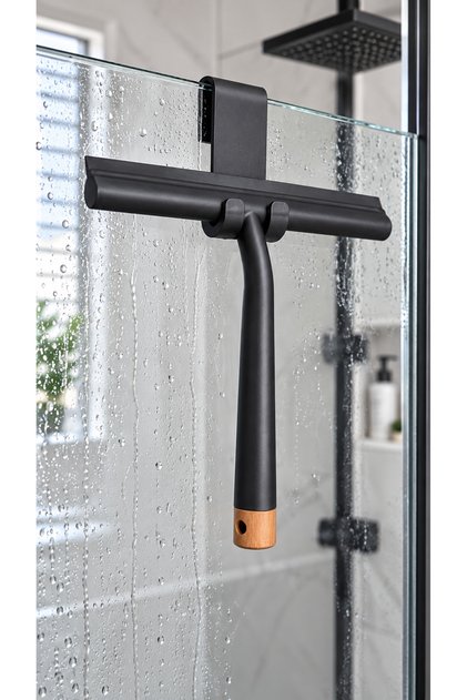 Askılı Cam Silecek (SİYAH) - Duşakabin Cam Silecek - Çok Amaçla Cam Çek - Cama Dolaba Asılabilen Banyo Mutfak Cam Sileceği