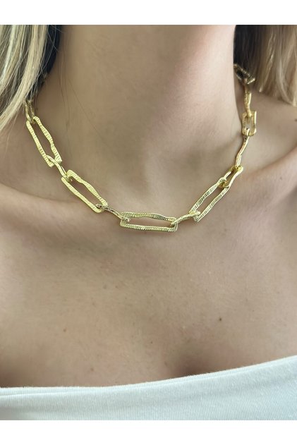 Line-Pattern Asymmetrical Necklace (Steel)