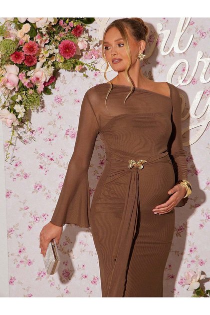 Rochie midi, maro