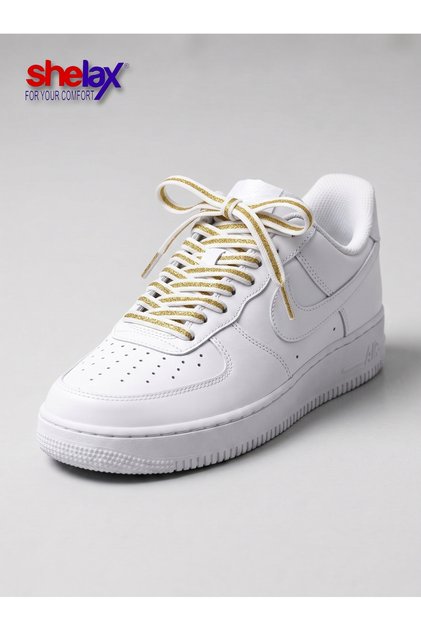Flat Smart Shoelaces - White with Gold Glittery