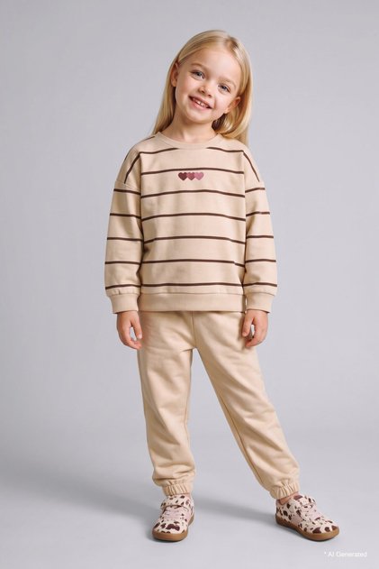 Floral Pattern Printed Thin Sweatshirt 2-Piece Set for Baby Girls I3665A526Wn