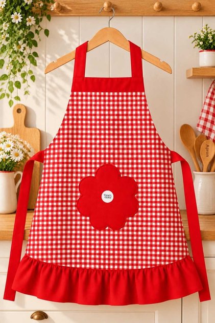 Daisy-Print Kitchen Apron (Water-Repellent and Stain Resistant Fabric)