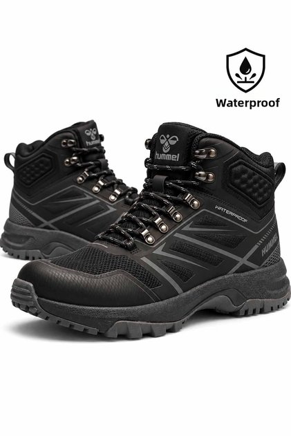 Men's Winter Boots – Waterproof Black Outdoor Shoes