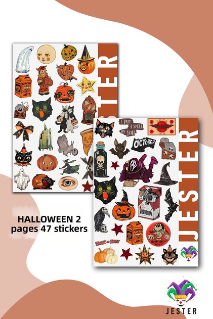 Halloween, 2 Pages, Stickers, Daily Planner, Agenda, Planner, Bullet Journal, Scrapbook