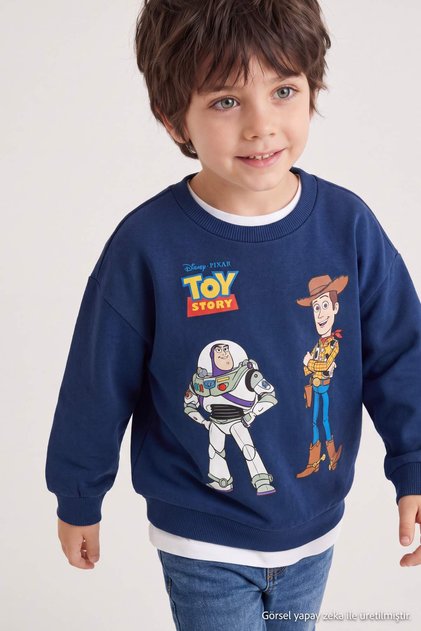 Navy Blue Boys' Thick/Fleece-Lined Toy Story Licensed Crew Neck Sweatshirt Tkdaw27Sw00074