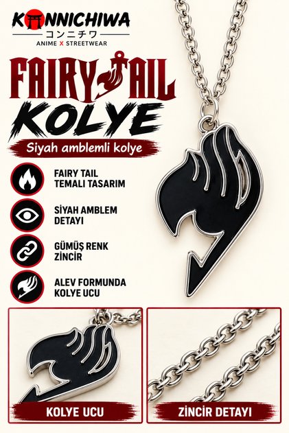 Fairy Tail Necklace – Anime Symbol Pendant Red Blue Black Color Options Necklace Unisex