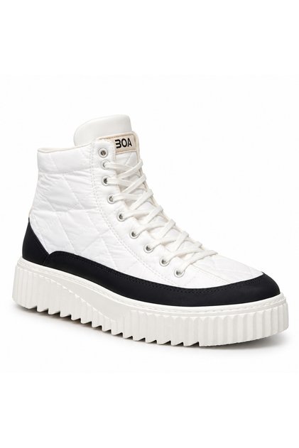 Men's High Sole White Parachute Fabric Navy Blue Leather Detailed Sports Shoes