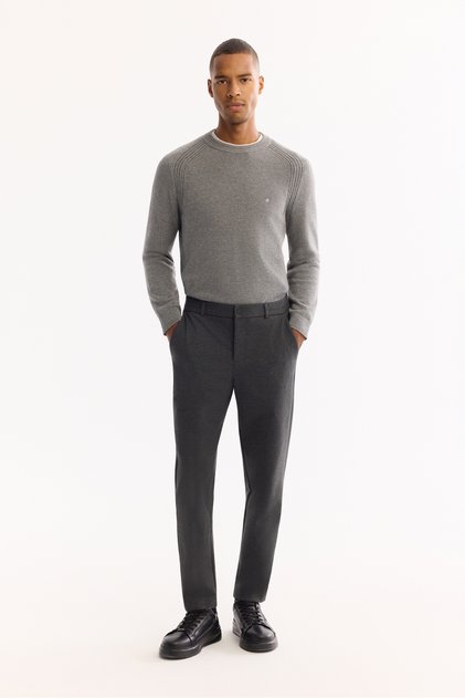 Men's Anthracite Slim Fit Chino Trousers with Elastic Sides, Viscose Blend A52Y3053