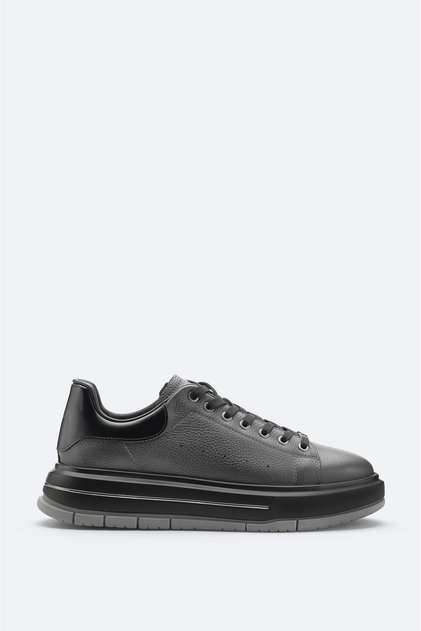 Men's Anthracite 100% Leather Flexible Sole Lightweight Casual Shoes A52Y8017